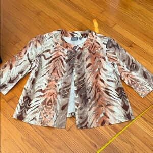 Additions by Chico Animal Print Button-Up Pea Coat Jacket size 3(XL/16)